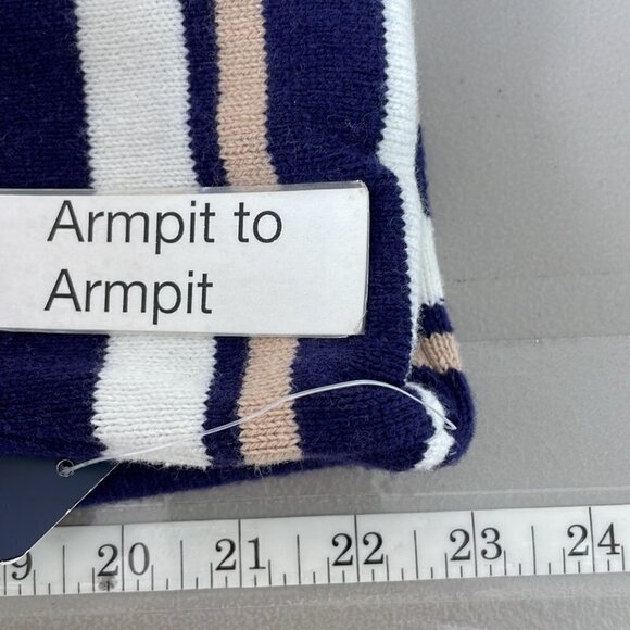 Lucky Brand Pullover Sweater NWT Striped V-Neck Blue White Size Medium M - Picture 13 of 14